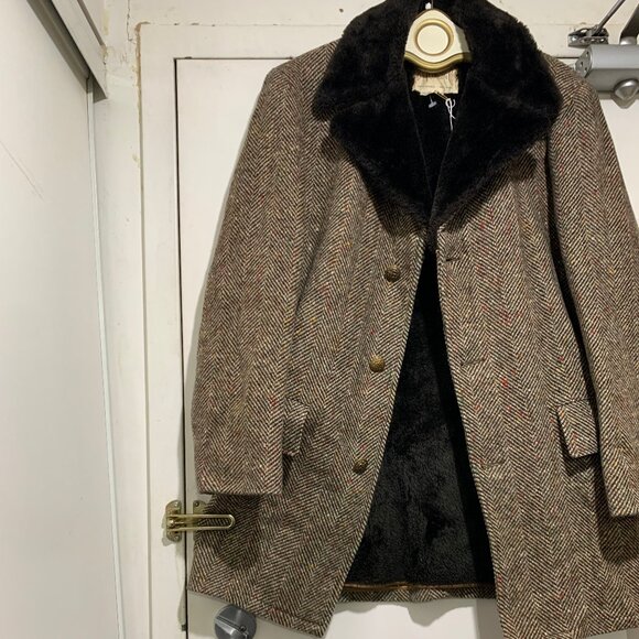 VINTAGE B ALTMAN & CO SHERPA LINED TWEED TRENCH COATS SIZE 38/S - Picture 10 of 15